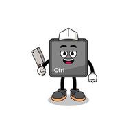 Mascot of keyboard control button as a butcher vector