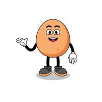 egg cartoon with welcome pose vector