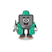 Illustration of keyboard control button mascot as a surgeon vector