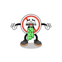 no smoking sign mascot cartoon vomiting vector