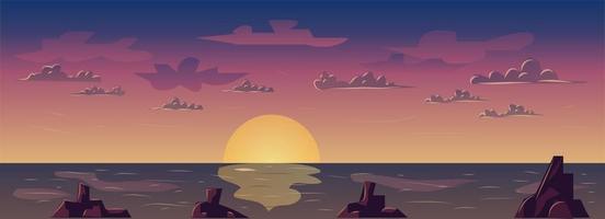 fondo de juego de playa al atardecer vector