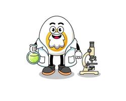 Mascot of boiled egg as a scientist vector