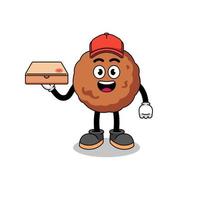 meatball illustration as a pizza deliveryman vector