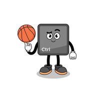 ilustración del botón de control del teclado como jugador de baloncesto vector