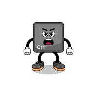 keyboard control button cartoon illustration with angry expression vector