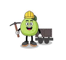 Mascot Illustration of guava miner vector