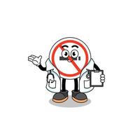 Cartoon mascot of no smoking sign doctor vector