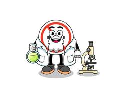 Mascot of no smoking sign as a scientist vector