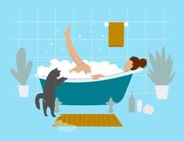Woman take a bath. Cartoon vector design 6730599 Vector Art at Vecteezy