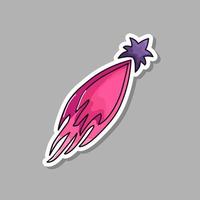 A space sticker with a comet. Vector illustration. Isolated background.