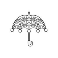 Umbrella with patterns coloring book for kids and adults. A design element. Icon. Vector illustration.