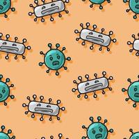 Evil bacteria and germs in a seamless pattern. Cartoon. Vector background.