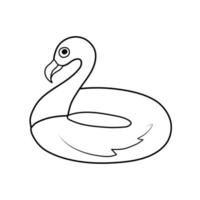 Inflatable circle in the form of a flamingo outline. Icon. Vector illustration.