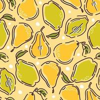 patrón sin costuras con peras. resumen. fondo dibujado a mano vectorial. vector