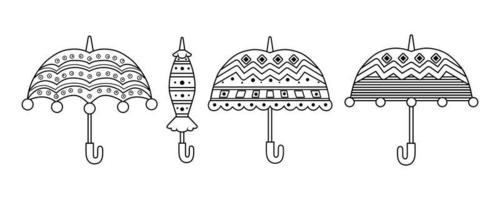 Umbrellas antistress coloring book for children and adults. Vector illustration.