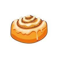 Bun with cinnamon and cream on a white background. Isolated background. Vector illustration