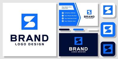 Initial Letter S Abstract Slice Square Blue Monogram Modern Logo Design with Business Card Template vector