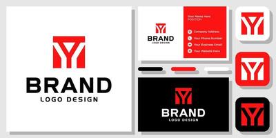 Initial Letter Y Square Box Negative Space Monogram Creative Modern Logo Design with Business Card Template vector