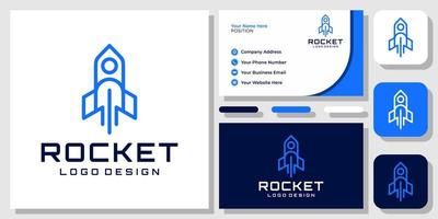 Rocket Person Human Launch Space Ship Astronaut Sky Universe Logo Design with Business Card Template vector