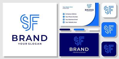 iniciales letra sf fs monograma línea simple minimalista moderno diseño de logotipo con plantilla de tarjeta de visita vector