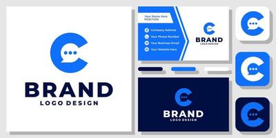 Initial Letter C Bubble Chat Message Talk Speech Dialog Idea Logo Design with Business Card Template vector