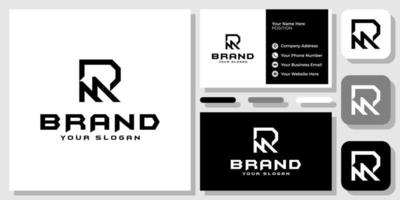 Initials Letter RM MR Monogram Flat Black Creative Modern Logo Design with Business Card Template vector