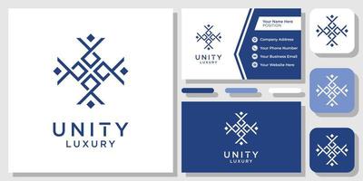 Community Happy People Square Circular Ornament Unity Modern Logo Design Business Card Template vector