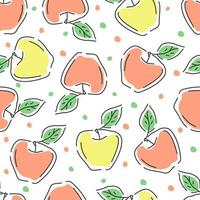 Simple apple seamless pattern. Hand-drawn vector background.