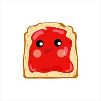 Fried bread, toast with strawberry jam. Jelly paste. Made in cartoon style. Vector. vector