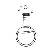 Glass flask with liquid. Icon. Vector illustration.