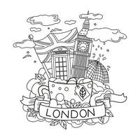 The Outline Of London. Travel and tourism. Vector. Linear illustration. Coloring book. Objects are isolated. vector
