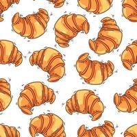 French croissants seamless pattern. Vector illustration.