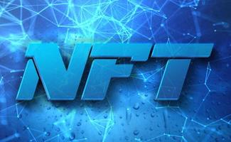 NFT non fungible token concept in a dark blue background photo