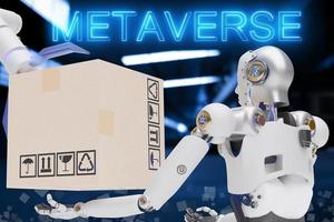 Robot metaverse VR avatar reality game virtual reality of people blockchain technology investment, business lifestyle virtual reality vr world connection cyber avatar metaverse people 2022 3D RENDER photo