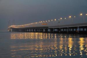 Penang second bridge in dawn hour. photo