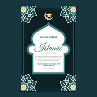 Islamic Event Invitation Card Frame Background Simple Flat Design vector