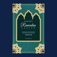 Islamic Event Ramadan Kareem Card Frame Background Simple Flat Design vector