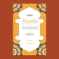 Islamic Event Ramadan Kareem Card Frame Background Simple Flat Design vector