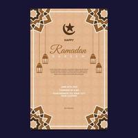Islamic Event Ramadan Kareem Card Frame Background Simple Flat Design vector