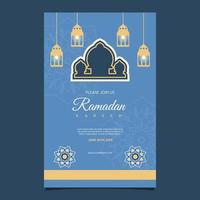 Islamic Event Ramadan Kareem Card Frame Background Simple Flat Design vector