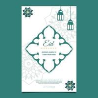 Islamic Event Eid Mubarak Card Frame Background Simple Flat Design vector