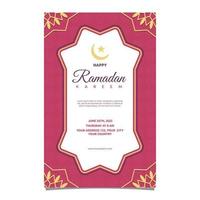 Islamic Event Ramadan Kareem Card Frame Background Simple Flat Design vector