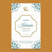 Islamic Event Invitation Card Frame Background Simple Flat Design vector