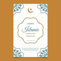 Islamic Event Invitation Card Frame Background Simple Flat Design vector