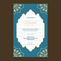 Islamic Event Invitation Card Frame Background Simple Flat Design vector