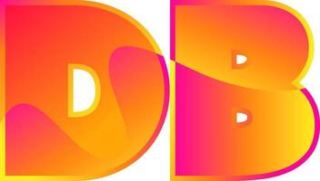 Overlapping shades letter DB logotype.  Vibrant glossy colors. vector