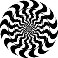 The optical illusion of volume. Round vector isolated black and white pattern on a white background. Circles of black and white alternating stripes, nested into each other.