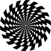 The optical illusion of volume. Round vector isolated black and white pattern on a white background. Circles of black and white alternating stripes, nested into each other.