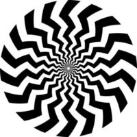 The optical illusion of volume. Round vector isolated black and white pattern on a white background. Circles of black and white alternating stripes, nested into each other.