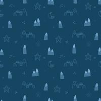 Mountains, moon, star in Scandinavian style, simple seamless pattern. Cute Scandinavian design. geometric and doodle background for textile, wallpaper, surface design vector